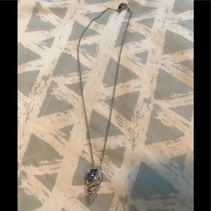 Aquamarine and white stones necklace